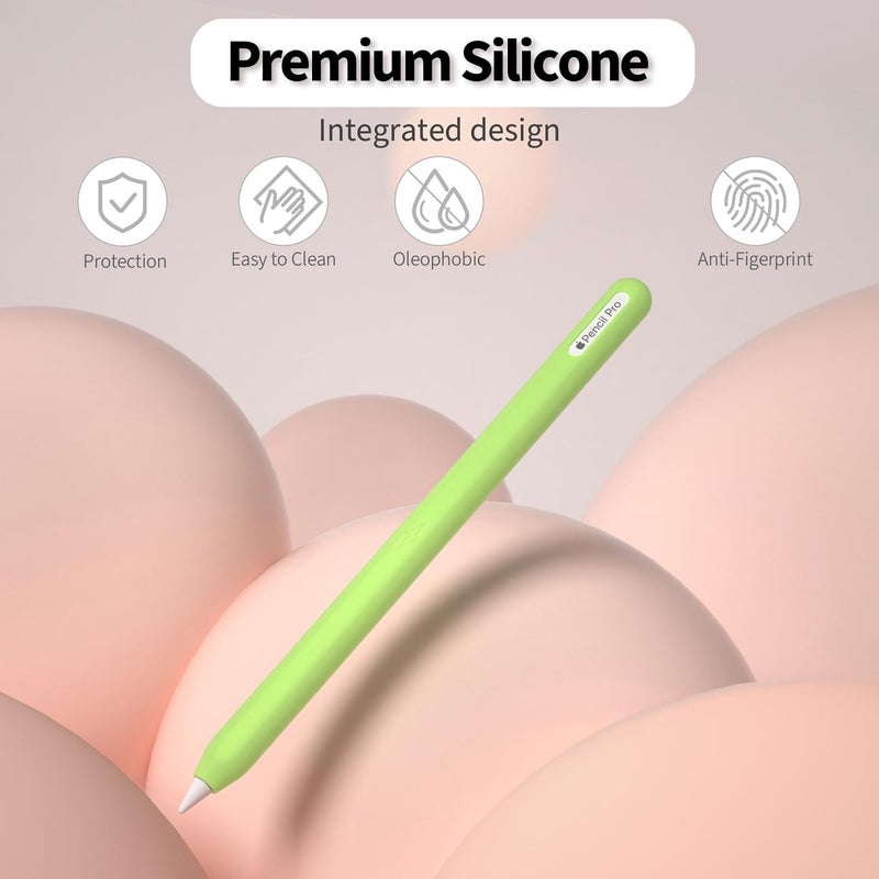 AKSHFETH Ultra-Thin Protective Pencil Cover for Apple Pencil Pro & 2nd Gen, Compatible with Apple Pencil Pro 2024 & 2nd Gen, Silicone Case Sleeve, Glow Green - Image 2
